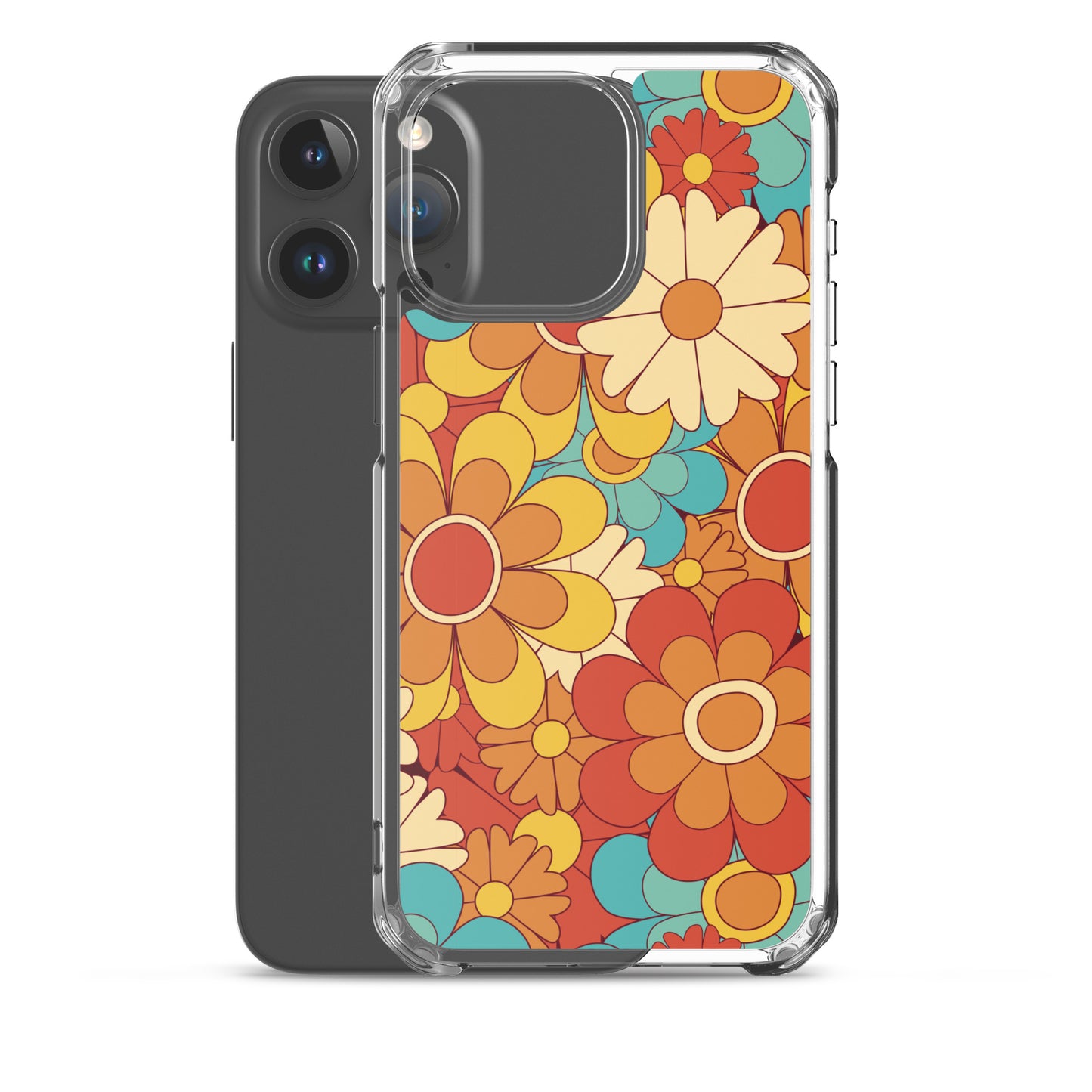 Vintage Retro Colors Groovy Floral Pattern Clear Case for iPhone®