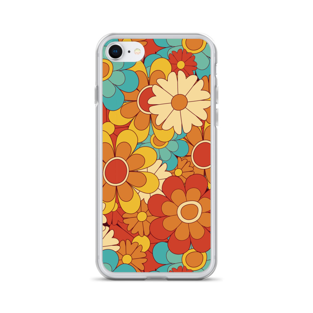 Vintage Retro Colors Groovy Floral Pattern Clear Case for iPhone®