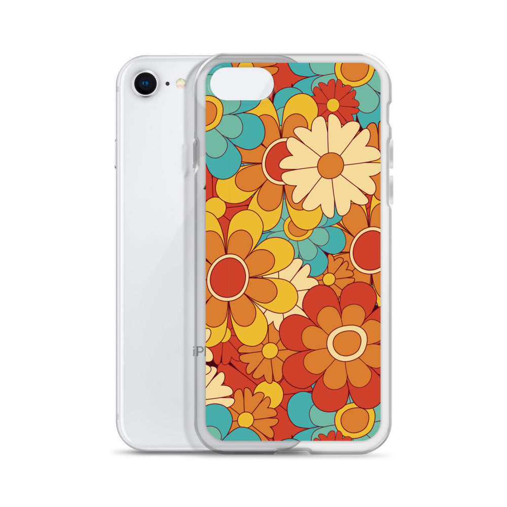 Vintage Retro Colors Groovy Floral Pattern Clear Case for iPhone®