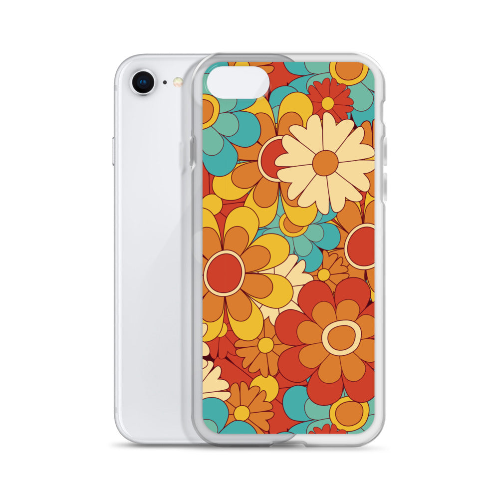 Vintage Retro Colors Groovy Floral Pattern Clear Case for iPhone®