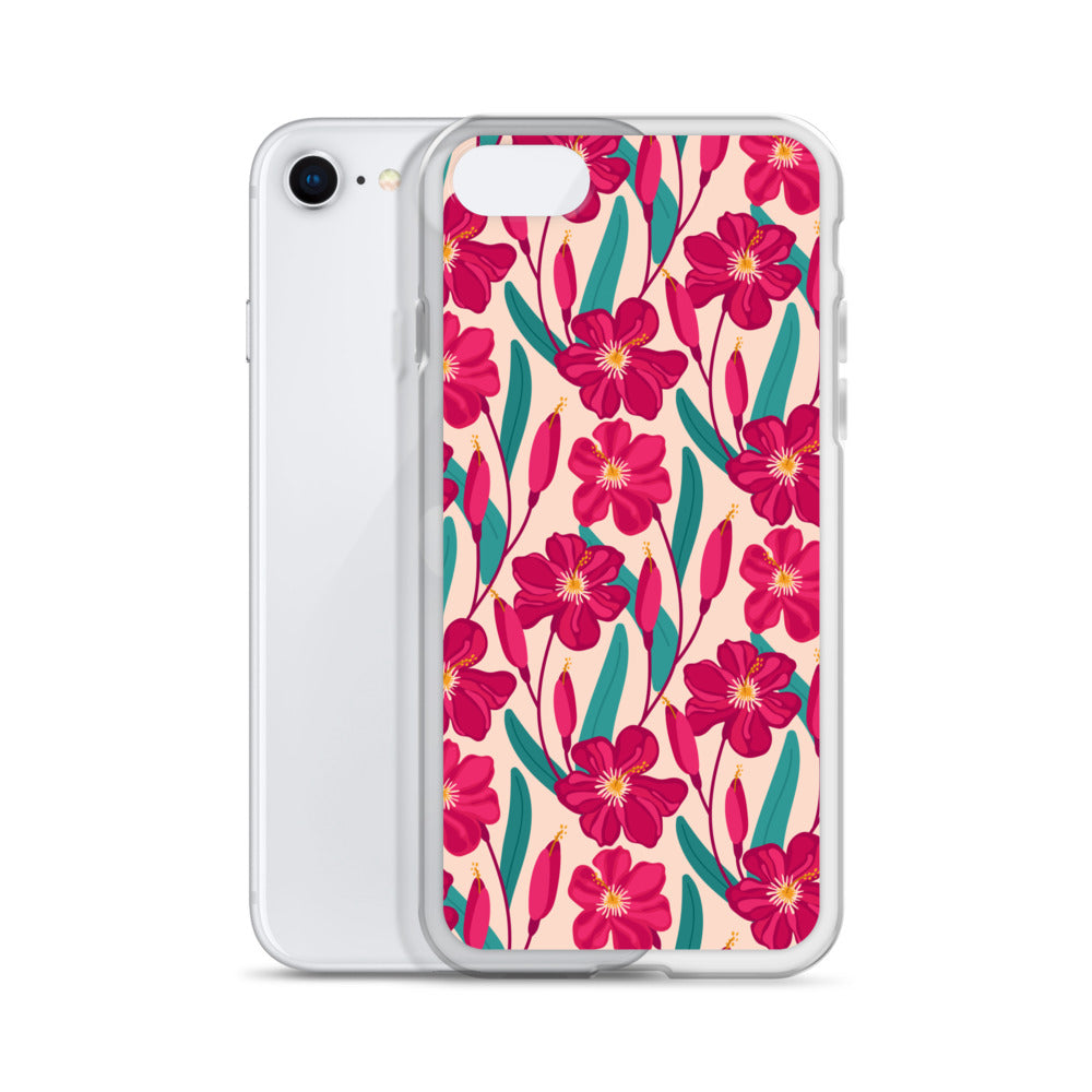 Hibiscus Flower Pattern Clear Case for iPhone®