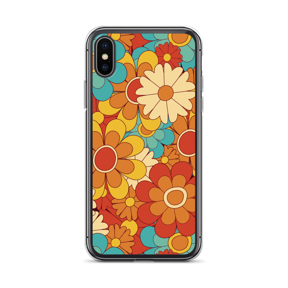 Vintage Retro Colors Groovy Floral Pattern Clear Case for iPhone®