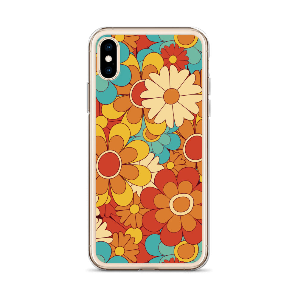 Vintage Retro Colors Groovy Floral Pattern Clear Case for iPhone®