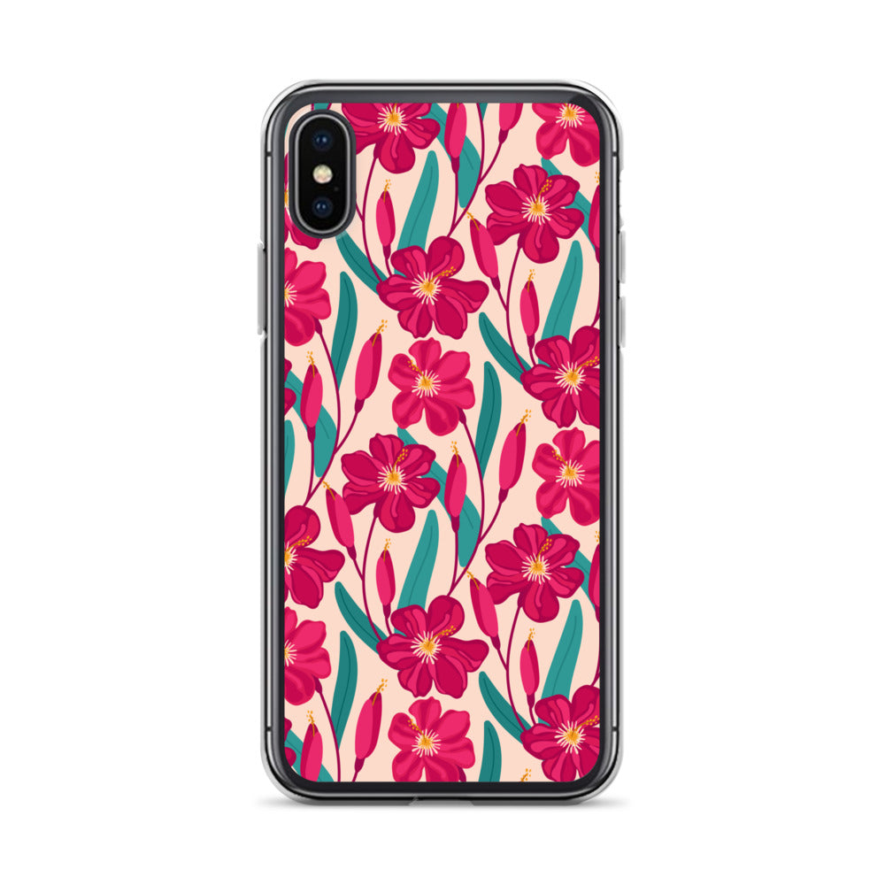 Hibiscus Flower Pattern Clear Case for iPhone®