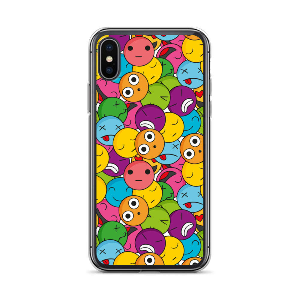 Creative Colorful Emoticons Pattern Clear Case for iPhone®