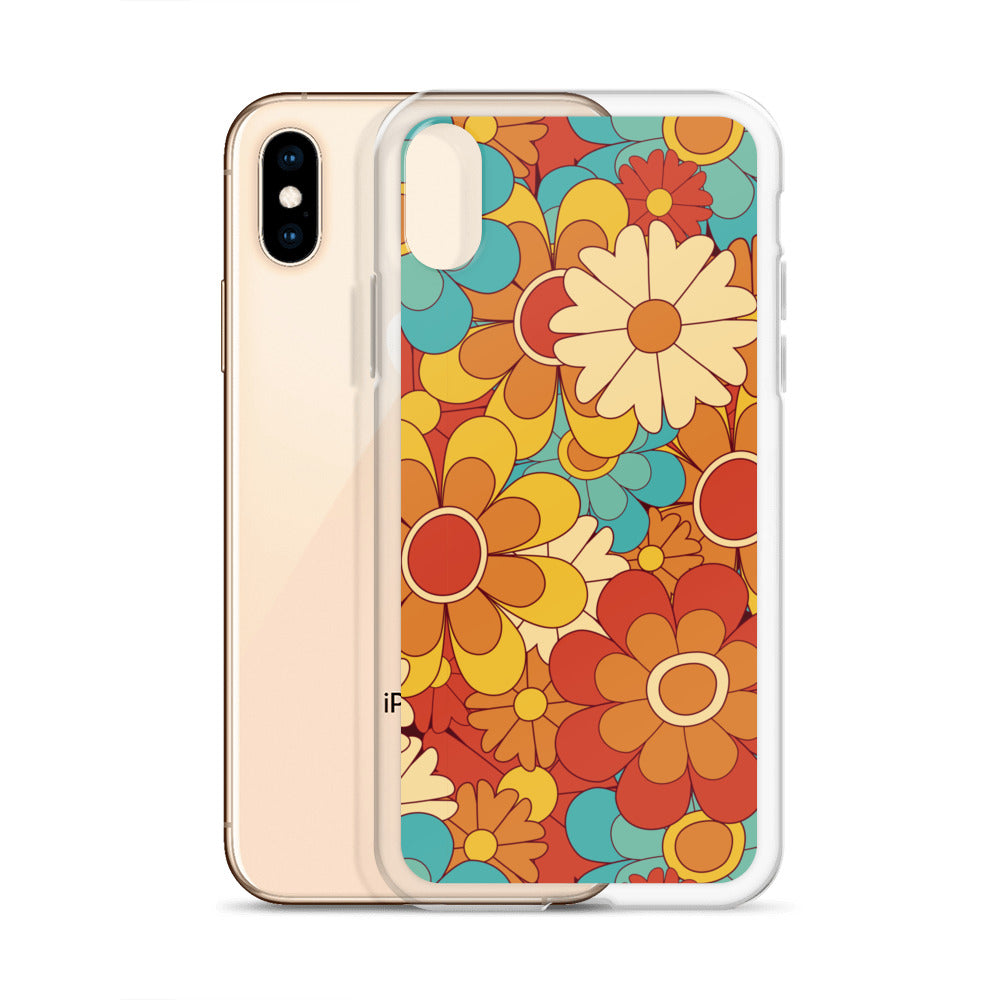 Vintage Retro Colors Groovy Floral Pattern Clear Case for iPhone®