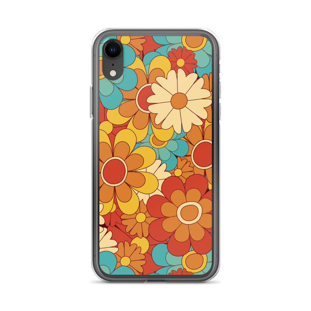 Vintage Retro Colors Groovy Floral Pattern Clear Case for iPhone®