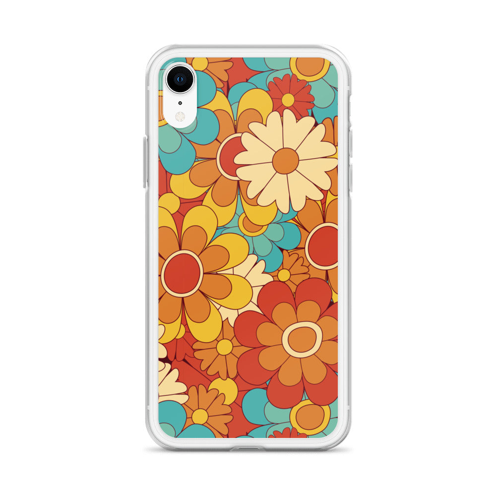 Vintage Retro Colors Groovy Floral Pattern Clear Case for iPhone®