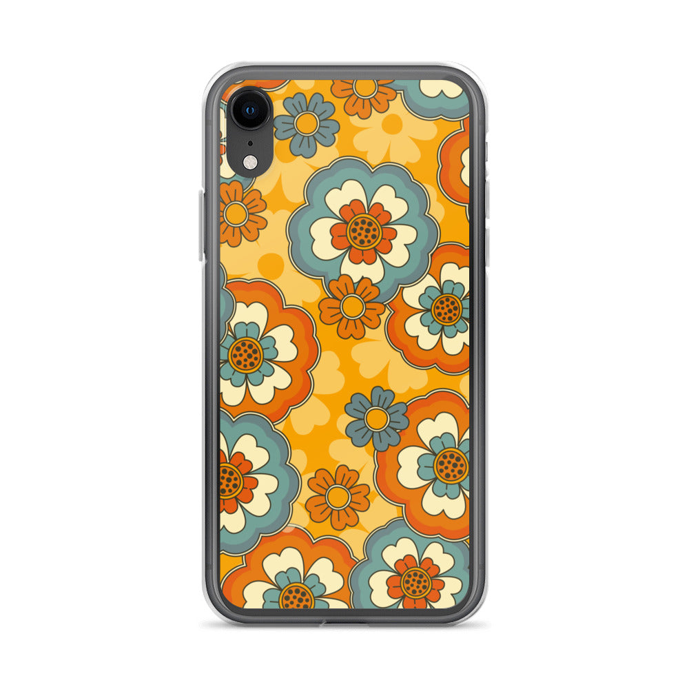 Vintage Retro Colors Groovy Flowers Pattern Clear Case for iPhone®