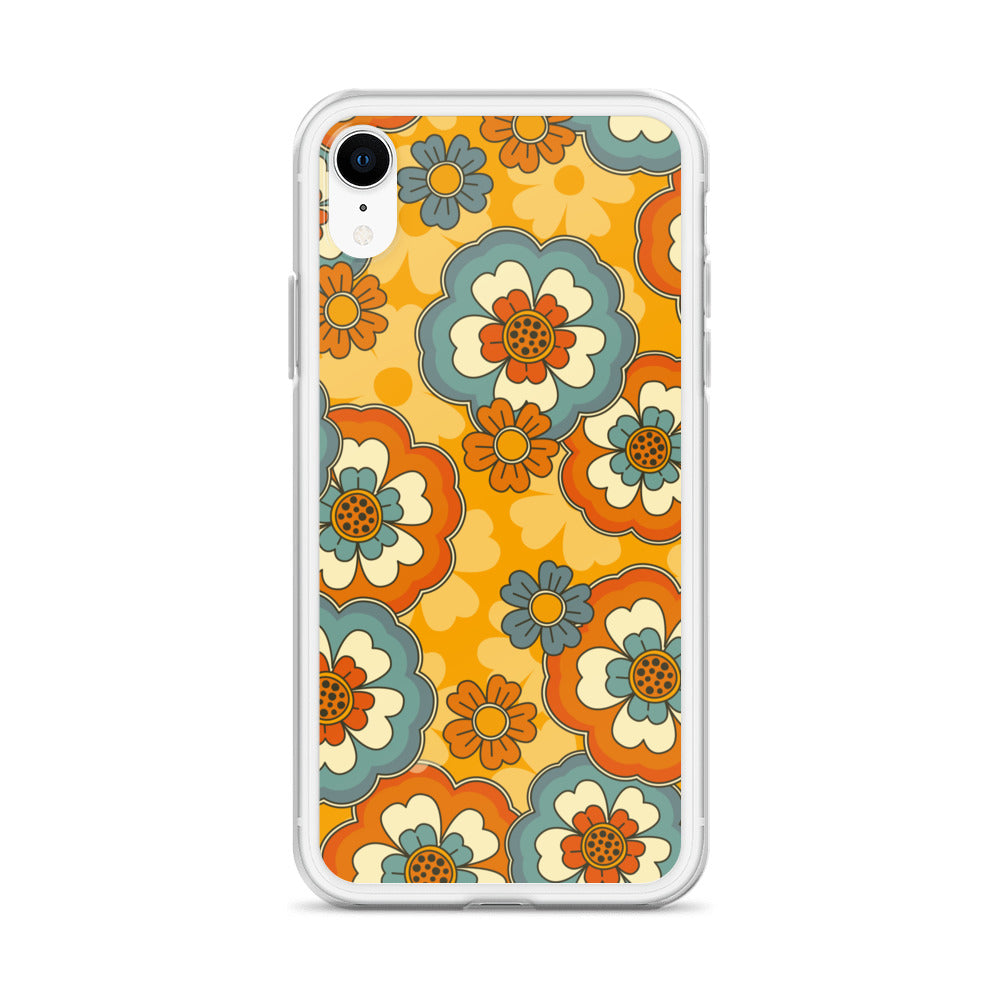 Vintage Retro Colors Groovy Flowers Pattern Clear Case for iPhone®