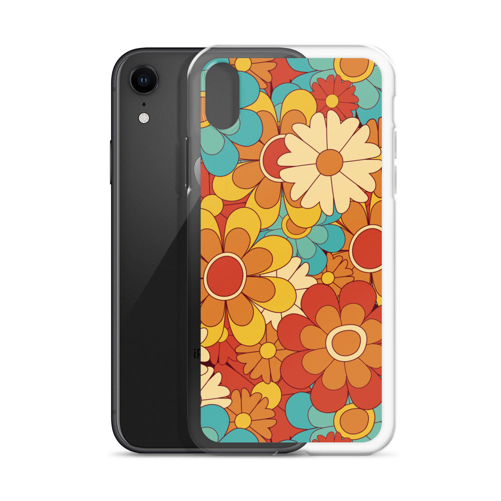 Vintage Retro Colors Groovy Floral Pattern Clear Case for iPhone®
