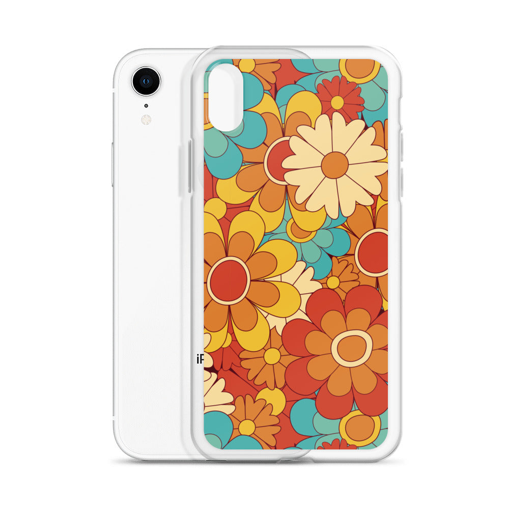 Vintage Retro Colors Groovy Floral Pattern Clear Case for iPhone®