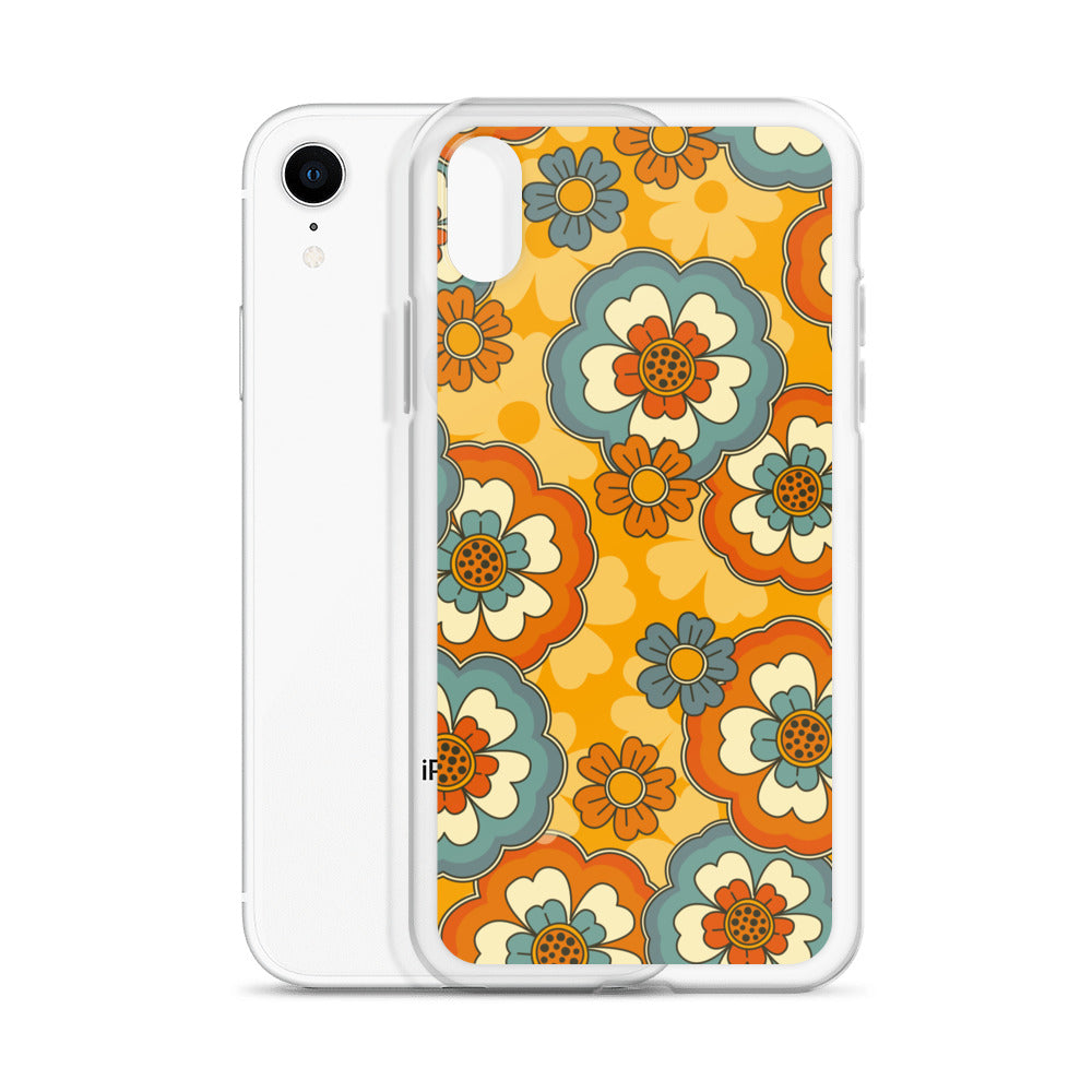 Vintage Retro Colors Groovy Flowers Pattern Clear Case for iPhone®
