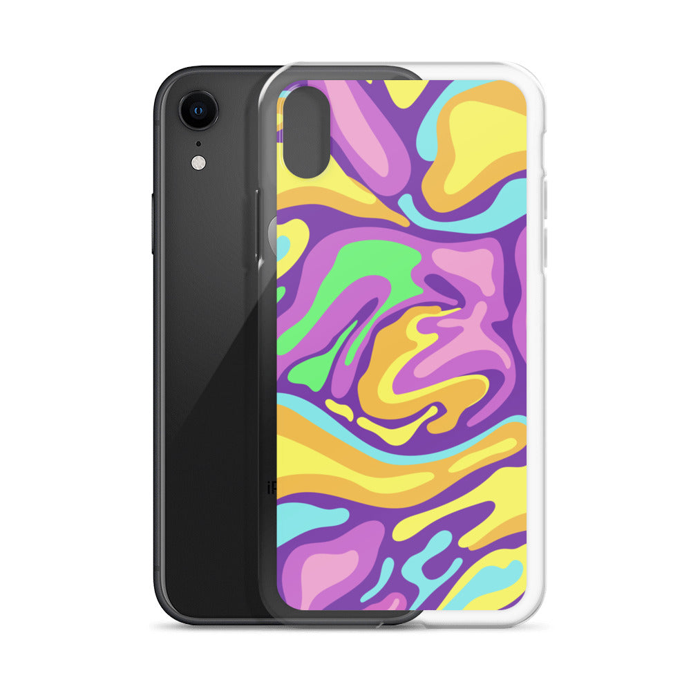 Colorful Groovy Psychedelic Wave Pattern Clear Case for iPhone®