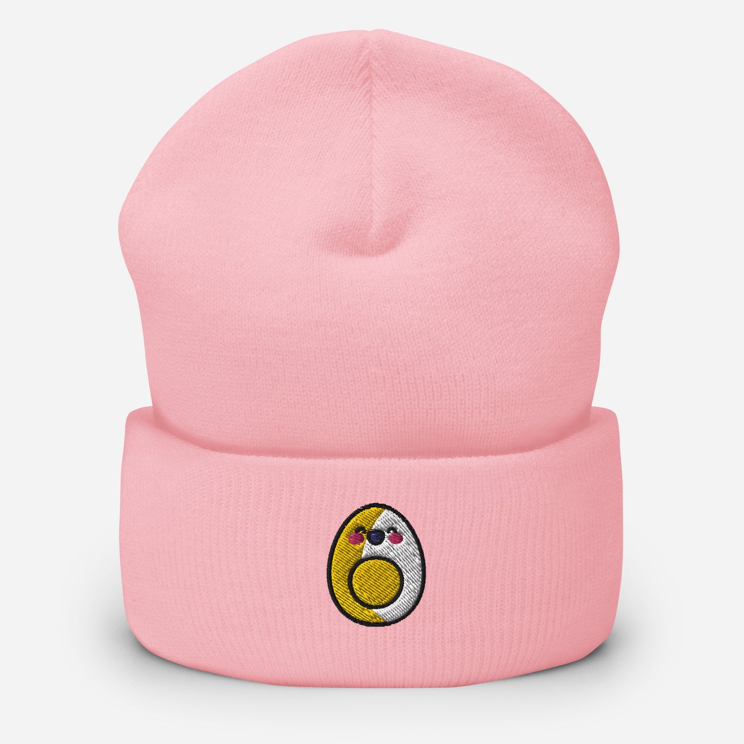 Boiled Egg Beanie Cap , Embroidered Cartoon Egg Cuffed Beanie, Handmade Unisex Slouchy Egg Face Gift Hat Cap