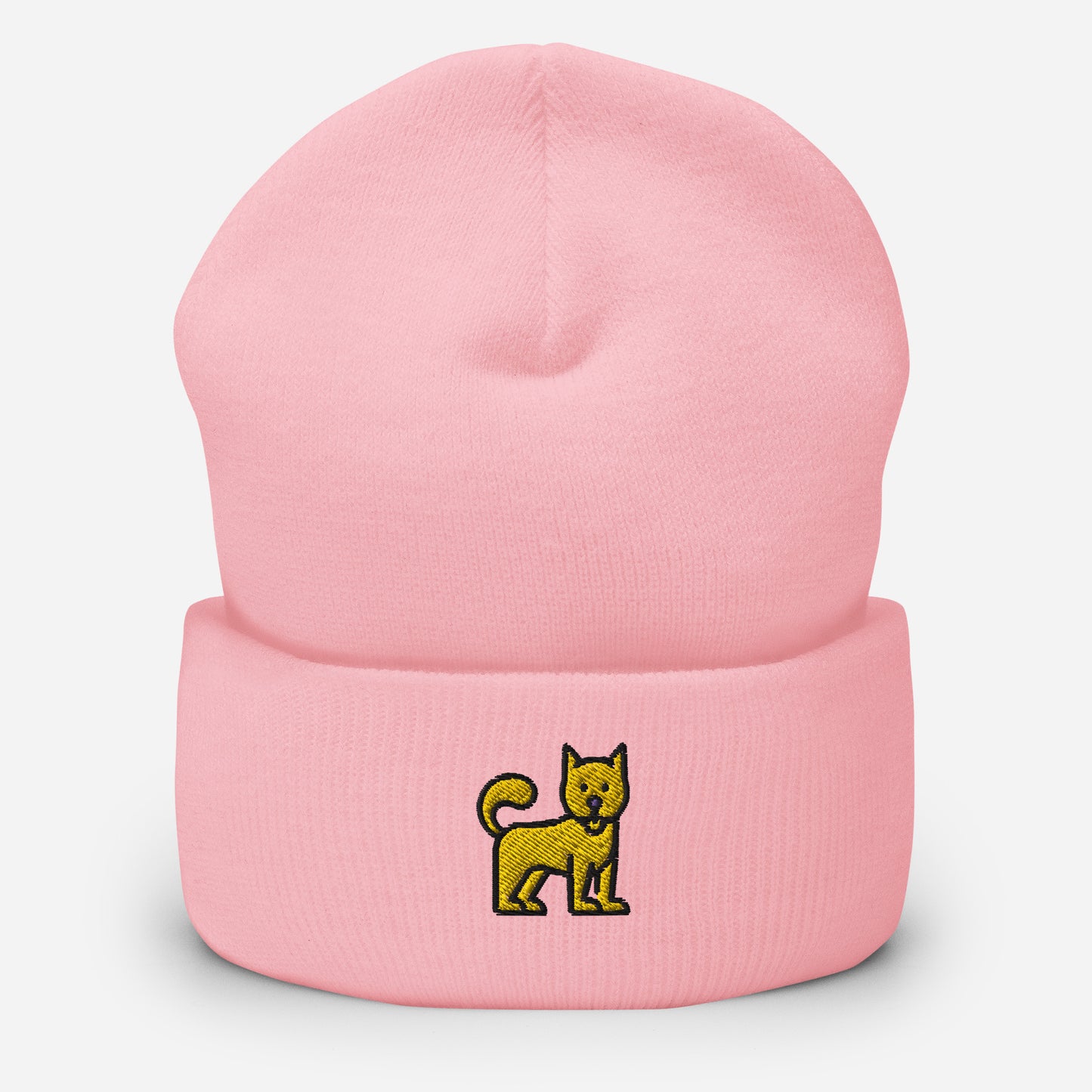 Cute Little Dog Beanie Cap, Embroidered Puppy Dog Cuffed Beanie, Handmade Unisex Slouchy Dog Lovers Gift Hat Cap