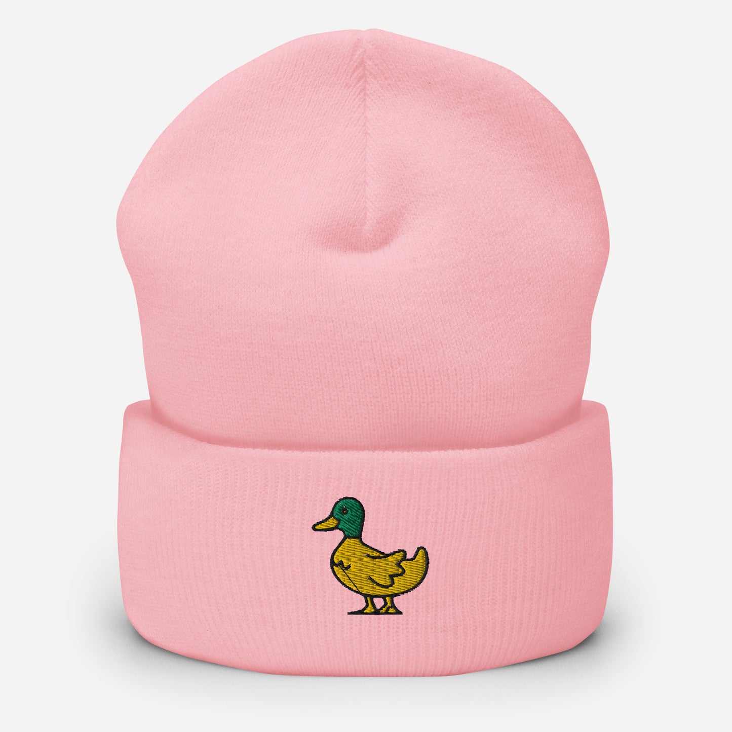 Cute Duck Beanie Cap, Embroidered Bird Lake Duck Lover Cuffed Beanie, Handmade Unisex Wildlife Hunter Duck Player Gift Hat Cap