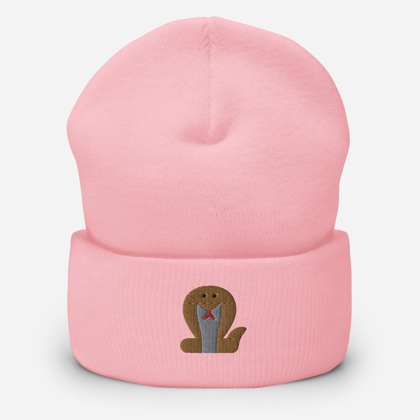 King Cobra Beanie Cap, Embroidered Snake Lovers Cuffed Beanie, Handmade Unisex Slouchy Reptiles Gift Hat Cap