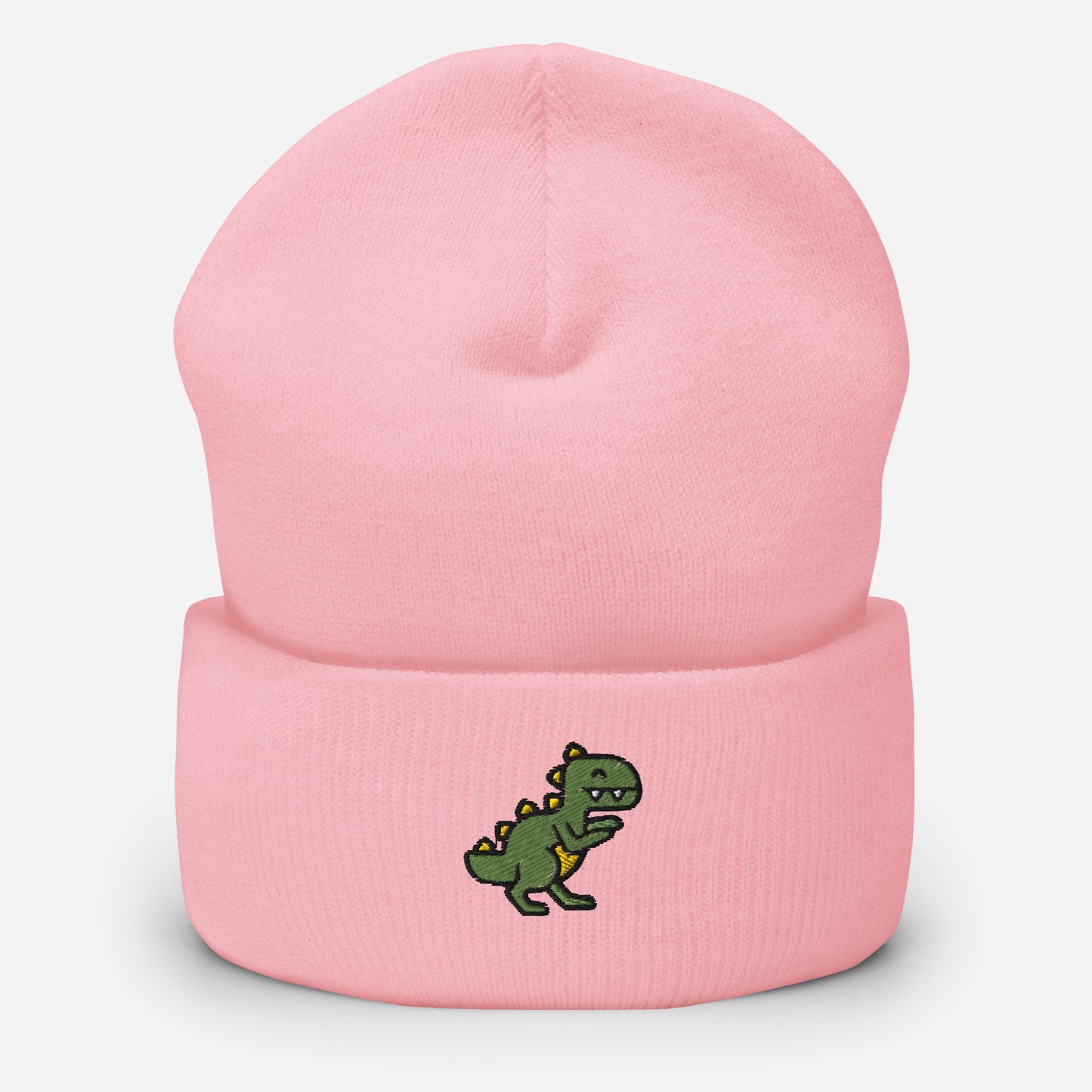 Dinosaur Beanie Cap, Embroidered T-Rex Cuffed Beanie, Handmade Unisex Slouchy Baby Dino Lovers Gift Hat Cap