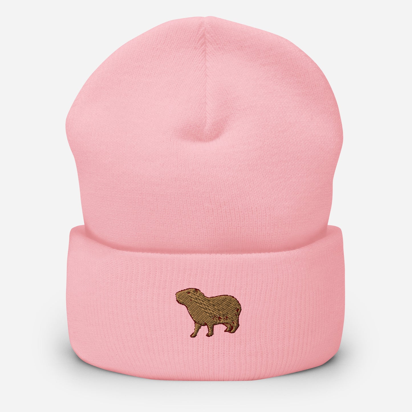 Capybara Beanie Cap, Embroidered Cute Rodent Meme Animal Lover Cuffed Beanie, Handmade Unisex Slouchy Capybaras Pet Lover Gift Hat Cap