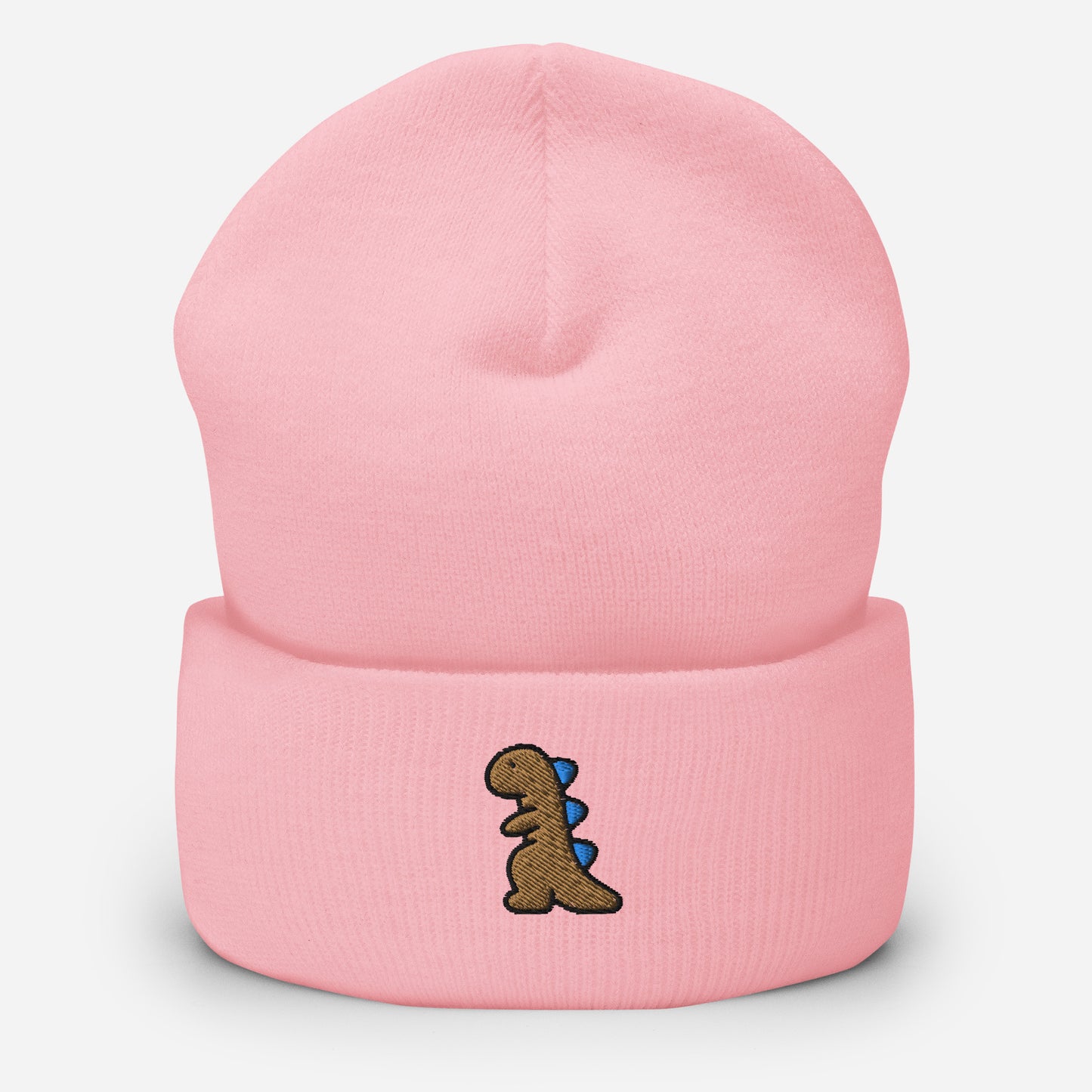 Dinosaur Beanie Cap, Embroidered T-Rex Cuffed Beanie, Handmade Unisex Slouchy Baby Dino Lovers Gift Hat Cap