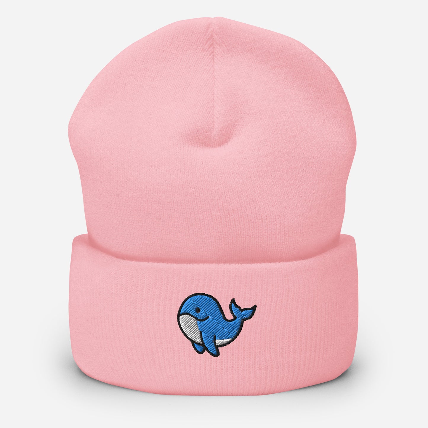 Orca Whale Beanie Cap, Embroidered Killer Blue Whale Cuffed Beanie, Handmade Unisex Slouchy Ocean Animal Gift Hat Cap