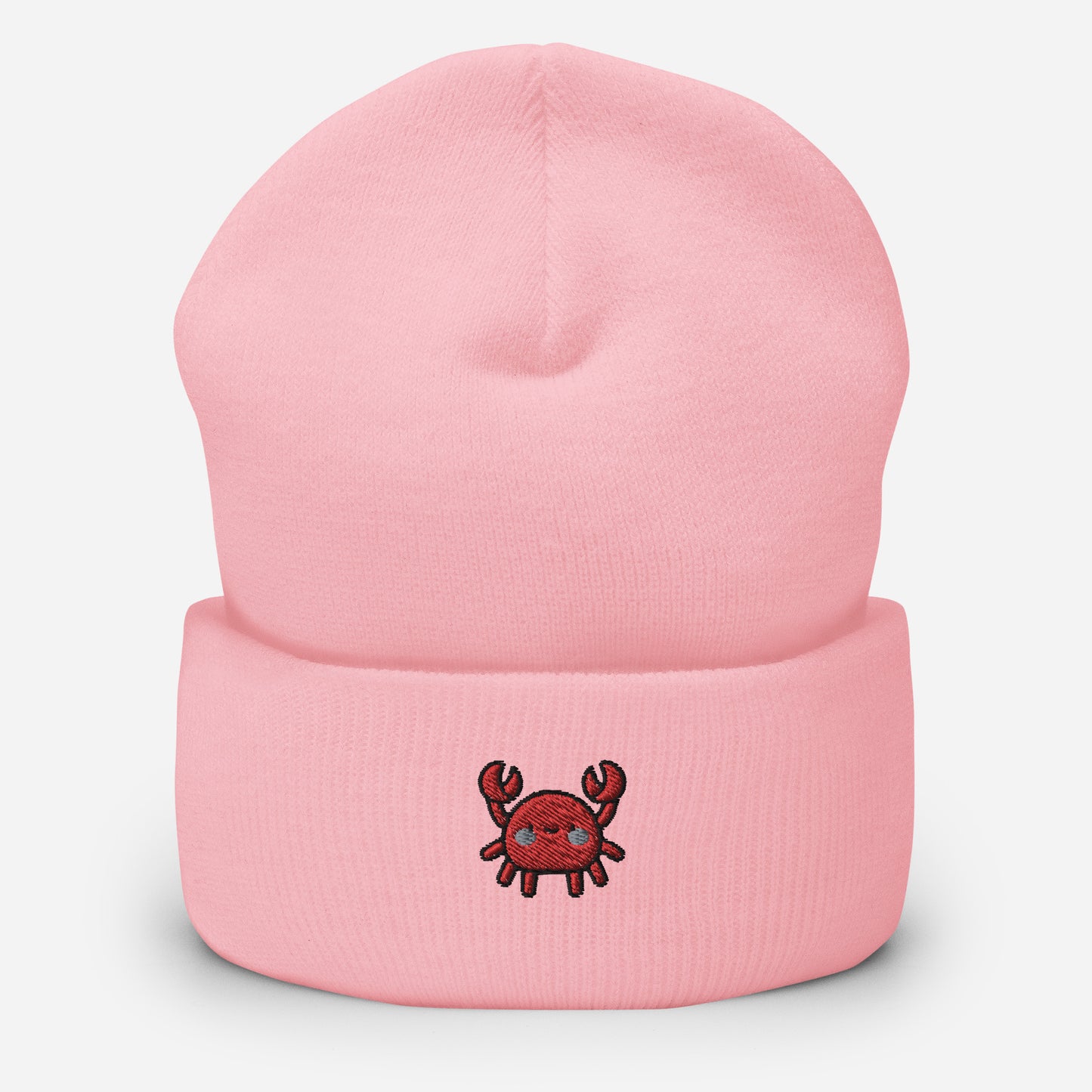 Crab Beanie Cap, Embroidered Sea Crab Cuffed Beanie, Handmade Unisex Slouchy Gift Hat Cap - Multiple Colors