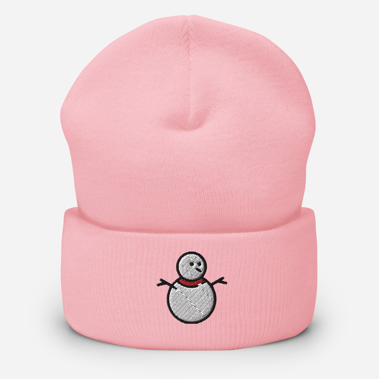 Snowman Beanie Cap, Embroidered Christmas Cuffed Beanie, Handmade Unisex Slouchy Xmas Festive Gift Hat Cap