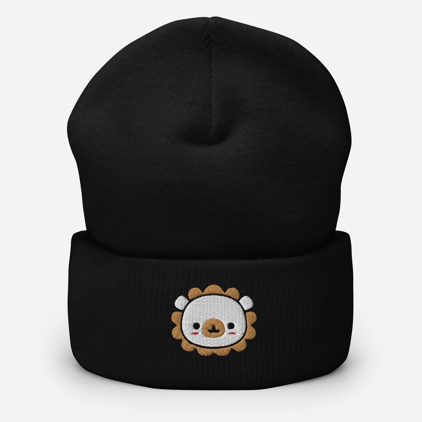 Baby Lion Beanie Cap, Embroidered Wild Animal Cuffed Beanie, Handmade Unisex Slouchy Cartoon Lion Gift Hat Cap