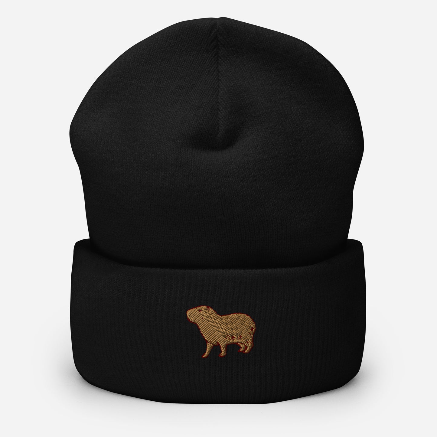 Capybara Beanie Cap, Embroidered Cute Rodent Meme Animal Lover Cuffed Beanie, Handmade Unisex Slouchy Capybaras Pet Lover Gift Hat Cap