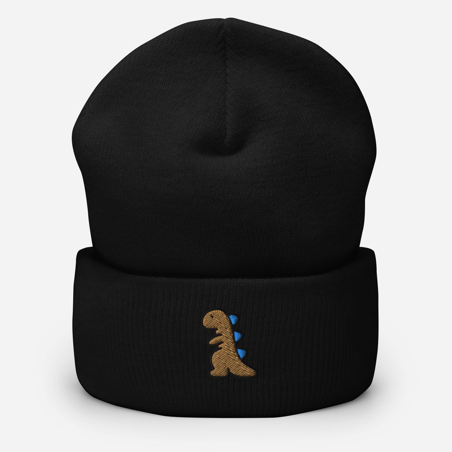 Dinosaur Beanie Cap, Embroidered T-Rex Cuffed Beanie, Handmade Unisex Slouchy Baby Dino Lovers Gift Hat Cap