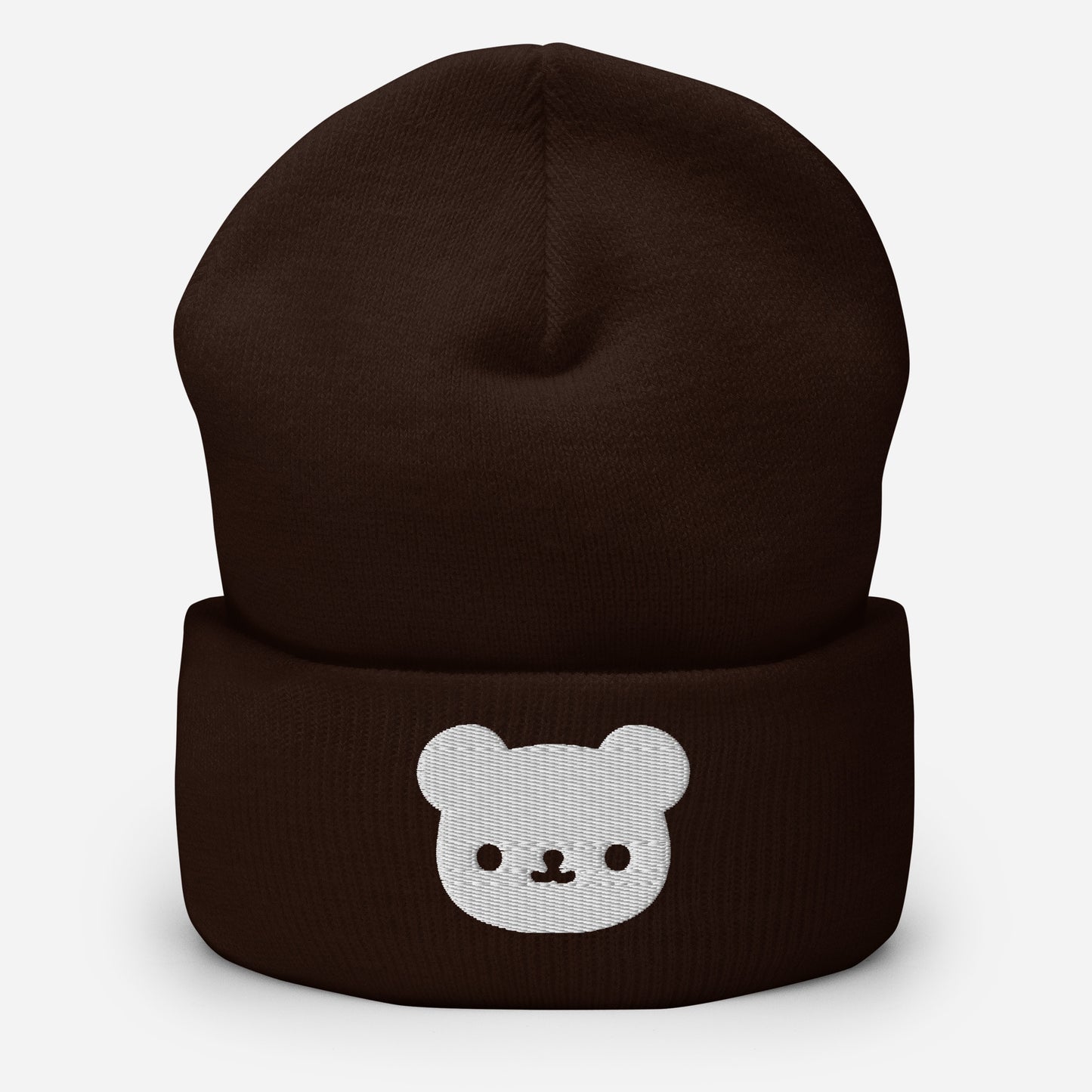 Polar Bear Beanie Cap, Embroidered Wild Animal Cuffed Beanie, Handmade Unisex Slouchy Cartoon Bear Gift Hat Cap