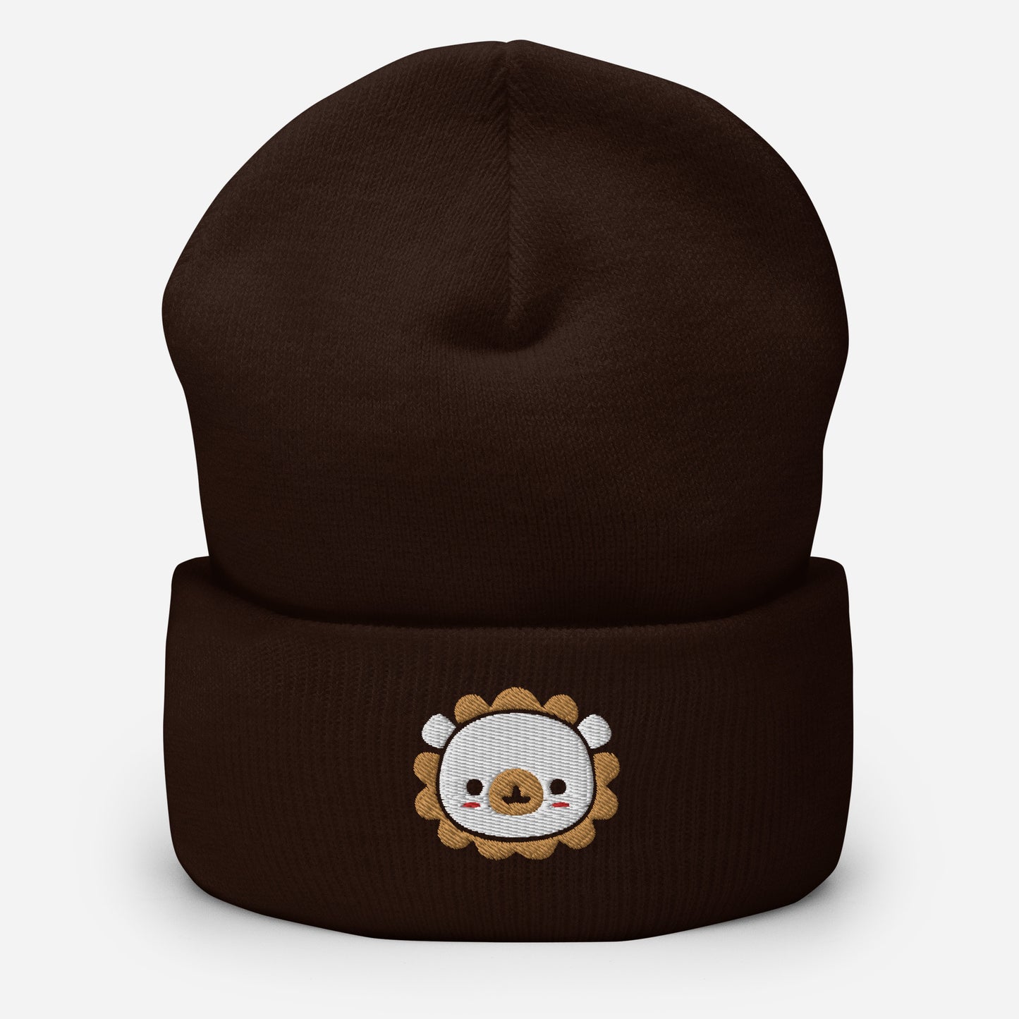 Baby Lion Beanie Cap, Embroidered Wild Animal Cuffed Beanie, Handmade Unisex Slouchy Cartoon Lion Gift Hat Cap