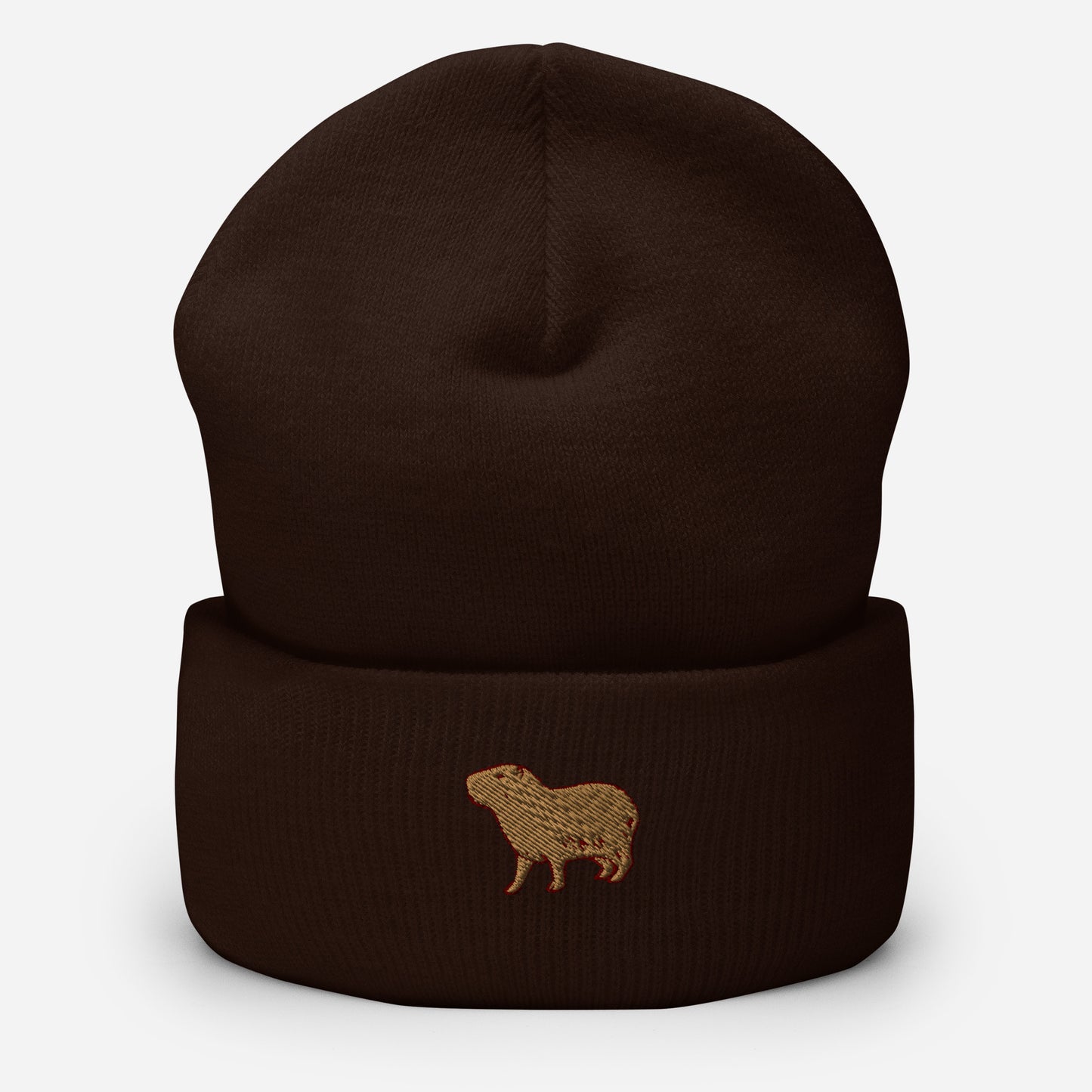 Capybara Beanie Cap, Embroidered Cute Rodent Meme Animal Lover Cuffed Beanie, Handmade Unisex Slouchy Capybaras Pet Lover Gift Hat Cap