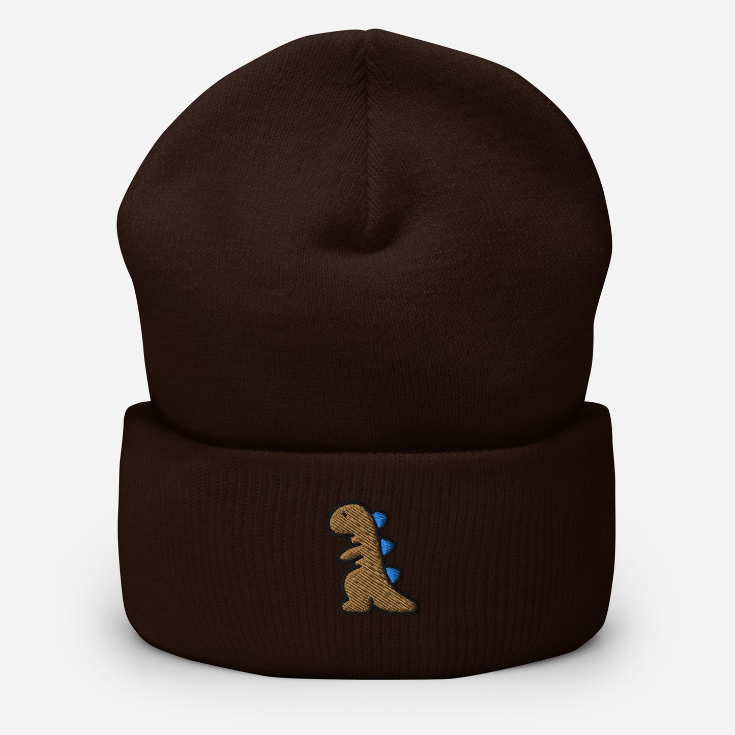 Dinosaur Beanie Cap, Embroidered T-Rex Cuffed Beanie, Handmade Unisex Slouchy Baby Dino Lovers Gift Hat Cap