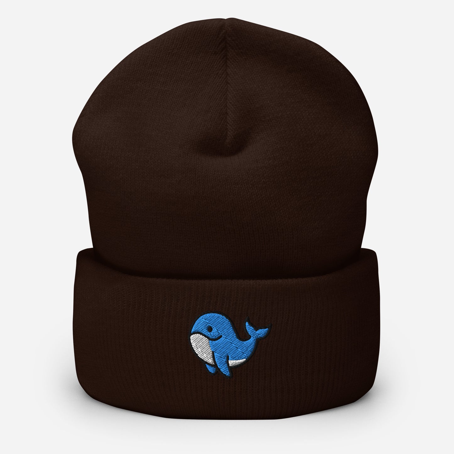 Orca Whale Beanie Cap, Embroidered Killer Blue Whale Cuffed Beanie, Handmade Unisex Slouchy Ocean Animal Gift Hat Cap