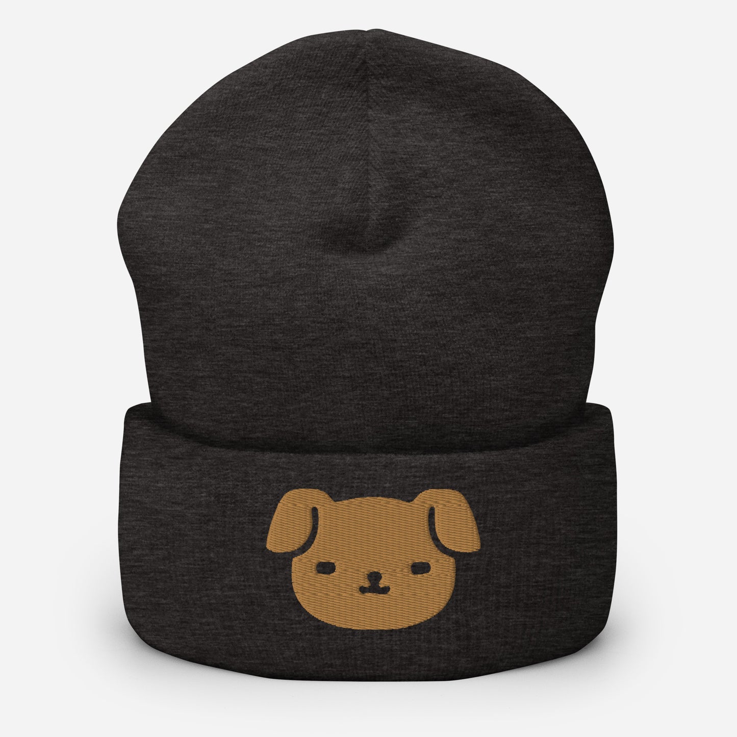 Puppy Dog Beanie Cap, Embroidered Dog Lover Cuffed Beanie, Handmade Unisex Slouchy Cartoon Dog Gift Hat Cap