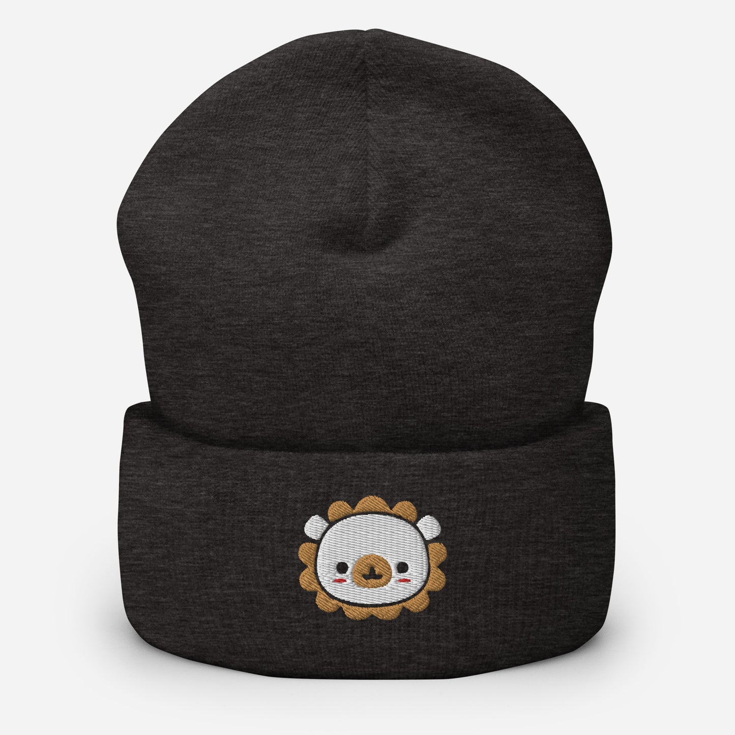 Baby Lion Beanie Cap, Embroidered Wild Animal Cuffed Beanie, Handmade Unisex Slouchy Cartoon Lion Gift Hat Cap