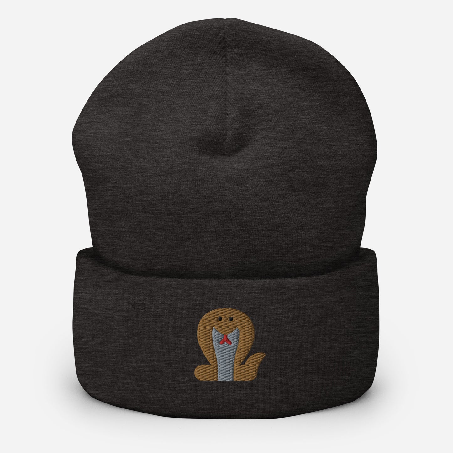 King Cobra Beanie Cap, Embroidered Snake Lovers Cuffed Beanie, Handmade Unisex Slouchy Reptiles Gift Hat Cap
