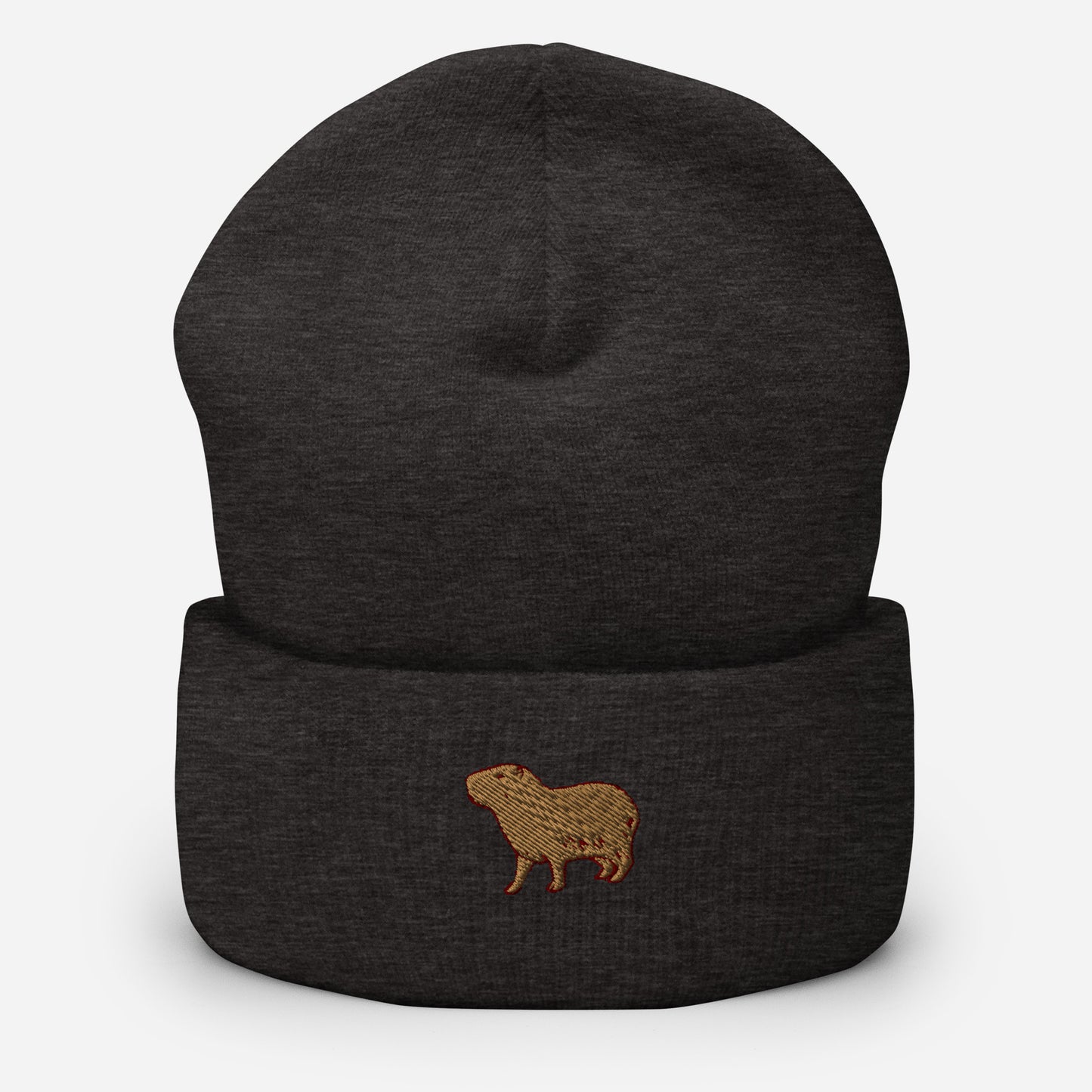 Capybara Beanie Cap, Embroidered Cute Rodent Meme Animal Lover Cuffed Beanie, Handmade Unisex Slouchy Capybaras Pet Lover Gift Hat Cap