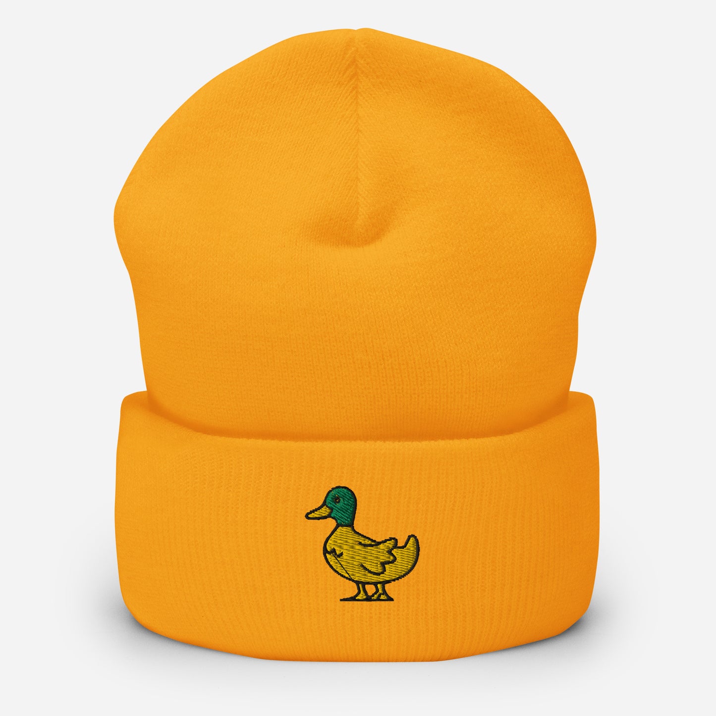 Cute Duck Beanie Cap, Embroidered Bird Lake Duck Lover Cuffed Beanie, Handmade Unisex Wildlife Hunter Duck Player Gift Hat Cap