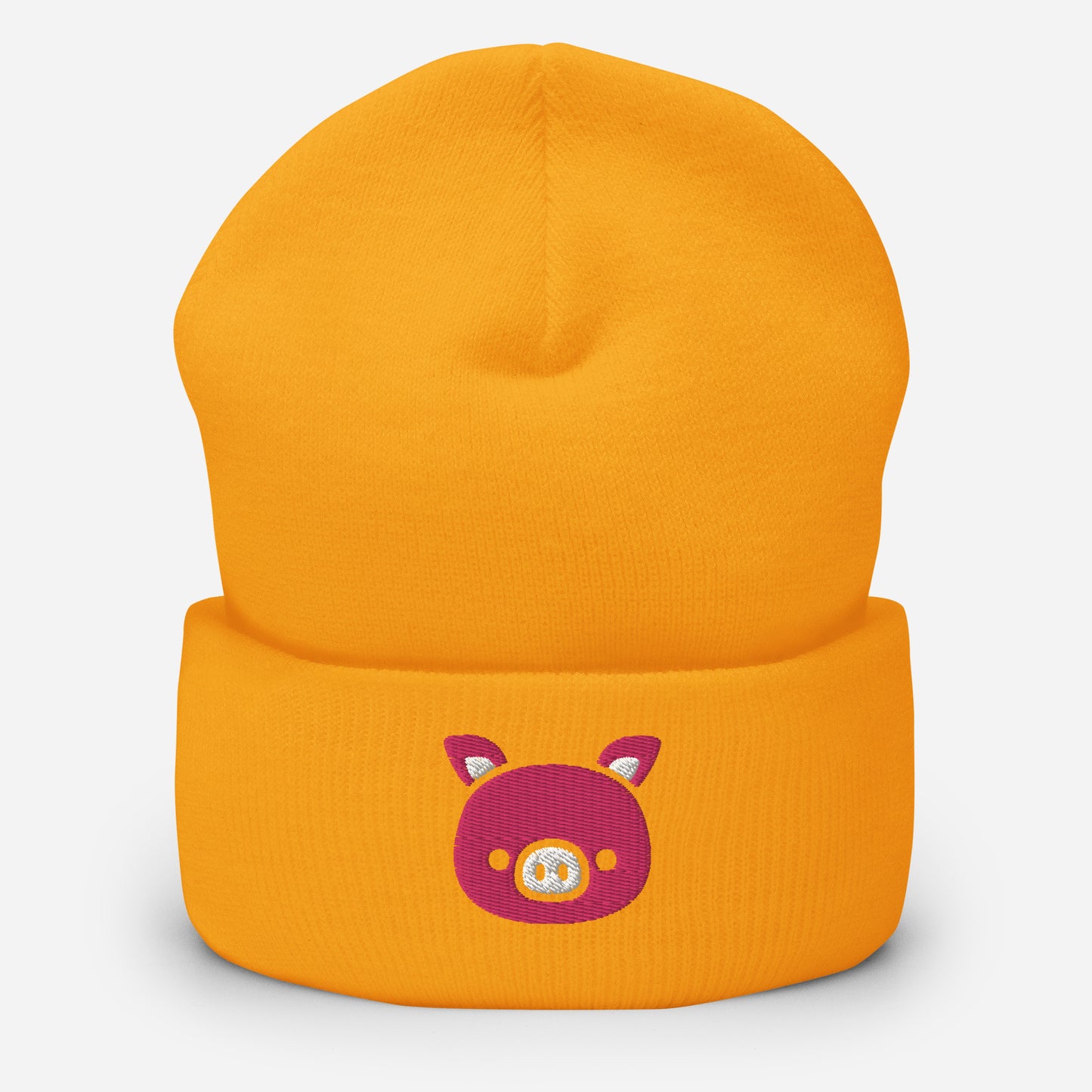 Pig Face Beanie Cap, Embroidered Farm Animal Cuffed Beanie, Handmade Unisex Slouchy Cartoon Pig Gift Hat Cap