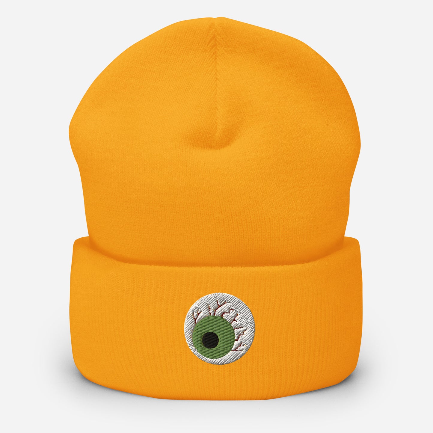 Halloween Zombie Eyeball Beanie Cap, Embroidered Spooky Season Cuffed Beanie, Handmade Unisex Slouchy Scary Eye Gift Hat Cap