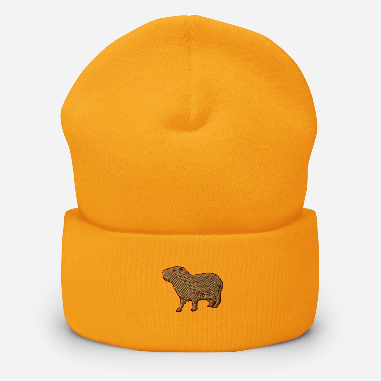 Capybara Beanie Cap, Embroidered Cute Rodent Meme Animal Lover Cuffed Beanie, Handmade Unisex Slouchy Capybaras Pet Lover Gift Hat Cap