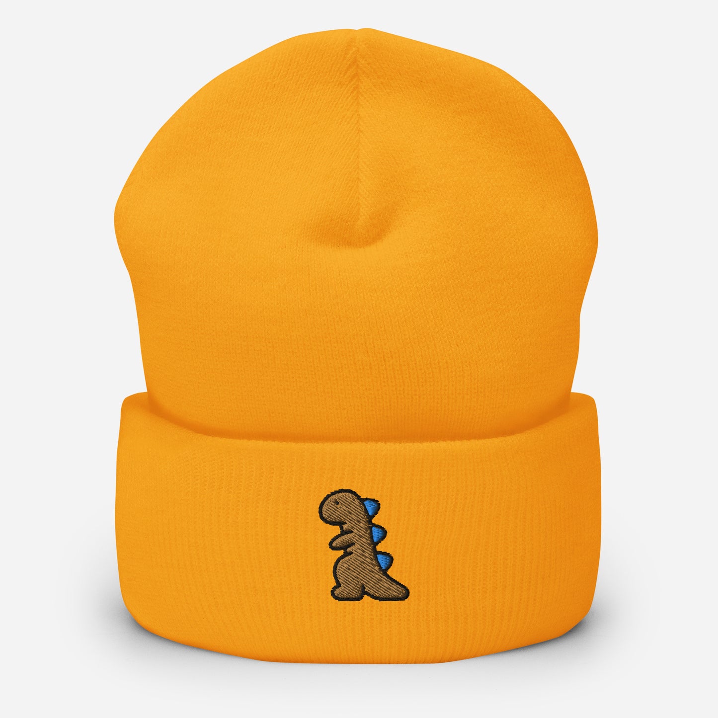 Dinosaur Beanie Cap, Embroidered T-Rex Cuffed Beanie, Handmade Unisex Slouchy Baby Dino Lovers Gift Hat Cap