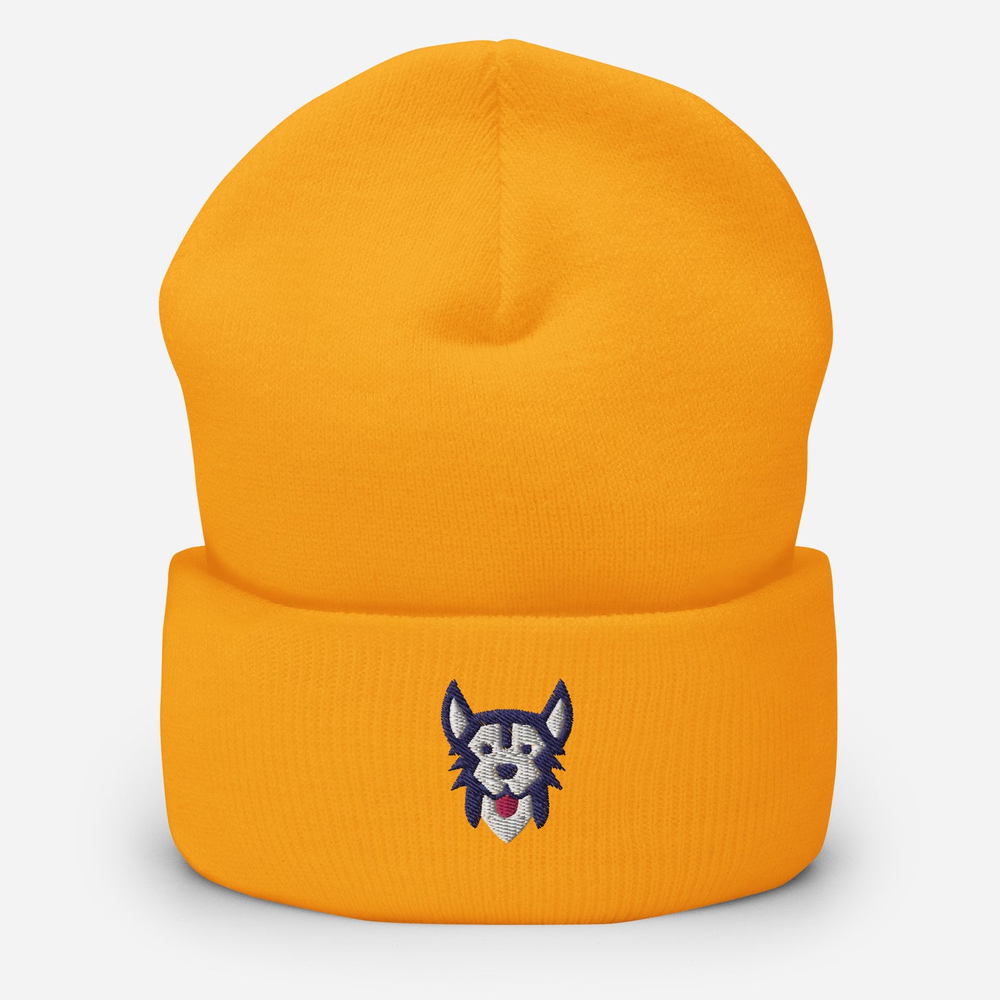Siberian Husky Beanie Cap, Embroidered Husky Sibe Dog Lover Cuffed Beanie, Handmade Unisex Sled Dog Slouchy Chukcha Dogs Gift Hat Cap