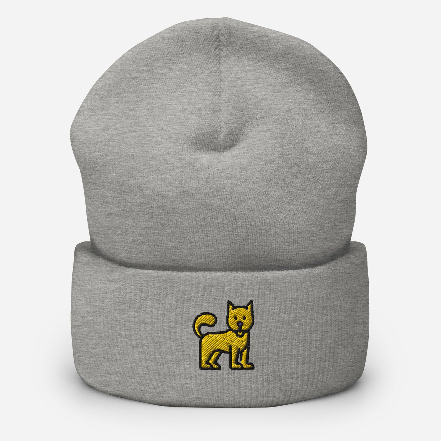 Cute Little Dog Beanie Cap, Embroidered Puppy Dog Cuffed Beanie, Handmade Unisex Slouchy Dog Lovers Gift Hat Cap