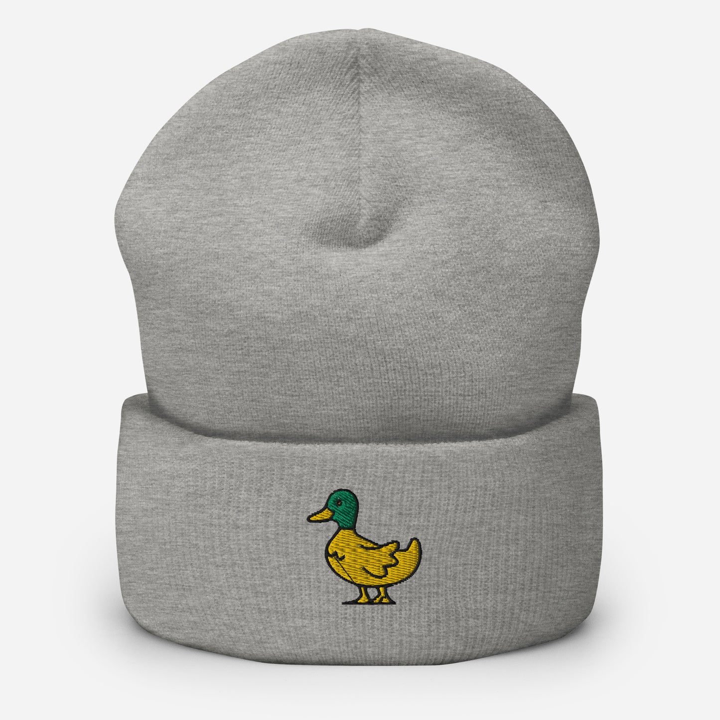 Cute Duck Beanie Cap, Embroidered Bird Lake Duck Lover Cuffed Beanie, Handmade Unisex Wildlife Hunter Duck Player Gift Hat Cap