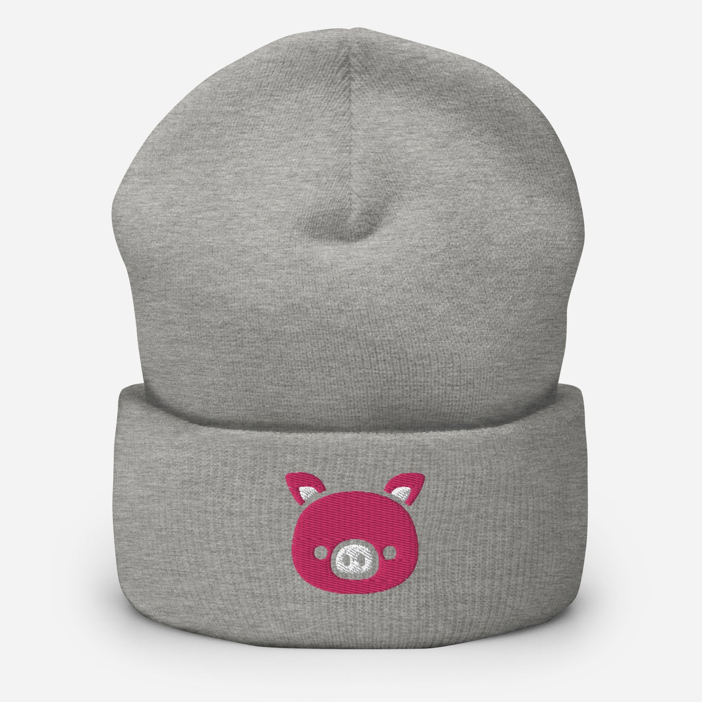 Pig Face Beanie Cap, Embroidered Farm Animal Cuffed Beanie, Handmade Unisex Slouchy Cartoon Pig Gift Hat Cap