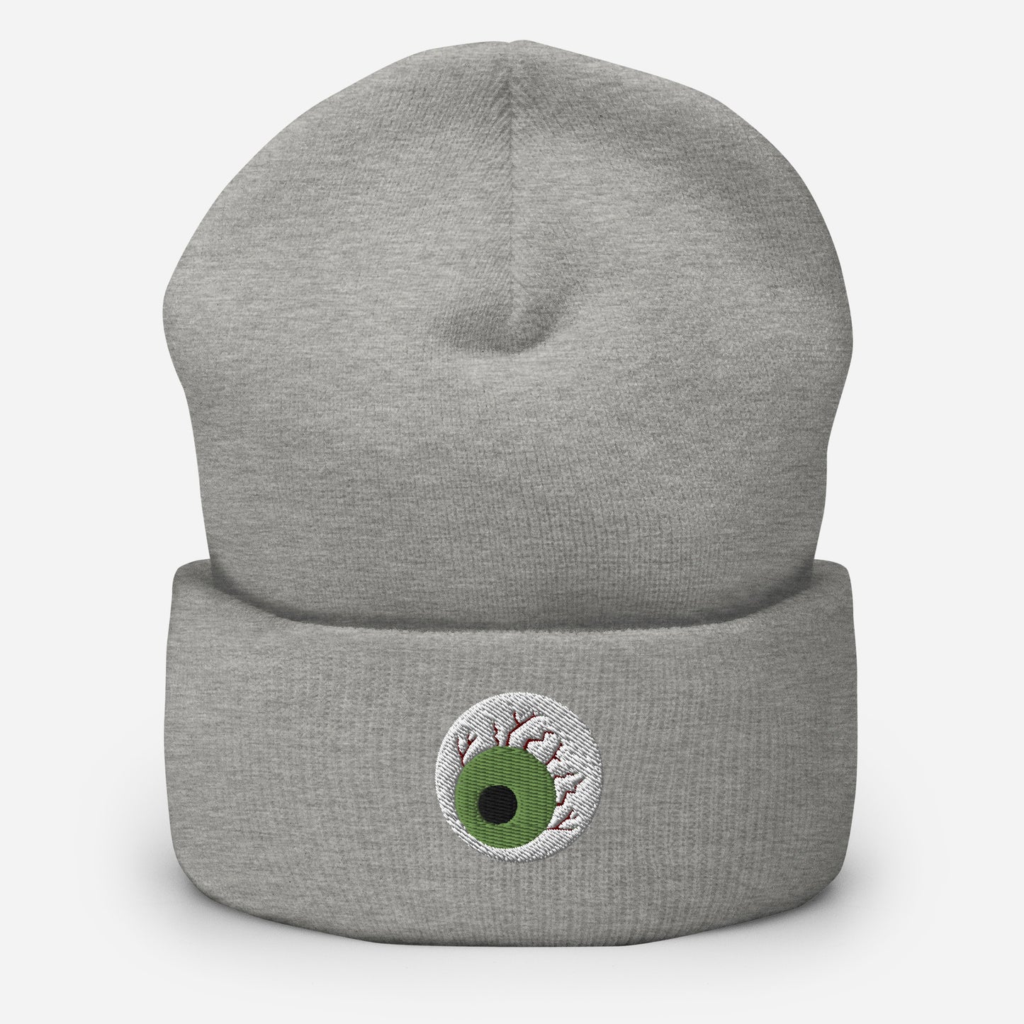 Halloween Zombie Eyeball Beanie Cap, Embroidered Spooky Season Cuffed Beanie, Handmade Unisex Slouchy Scary Eye Gift Hat Cap